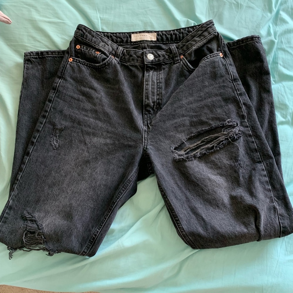 Black top shop mom jeans